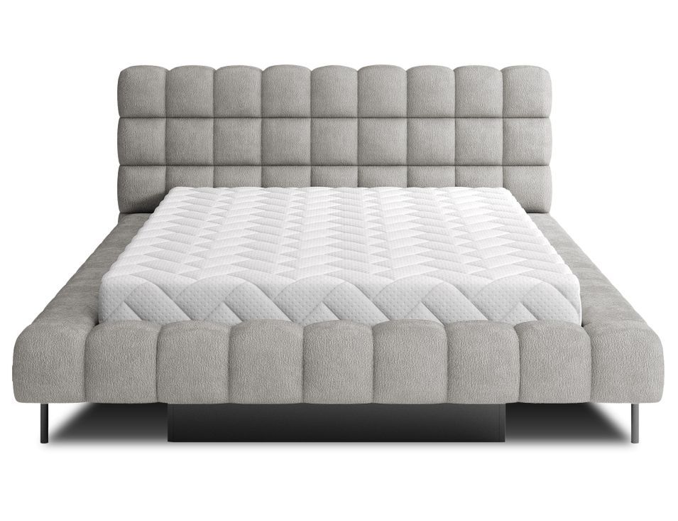 Lit avec coffre de rangement Kopa prestige – Revêtement tissu à bouclettes capitonné - Photo n°1