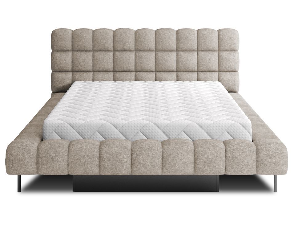 Lit avec coffre de rangement Kopa prestige – Revêtement tissu à bouclettes capitonné - Photo n°1