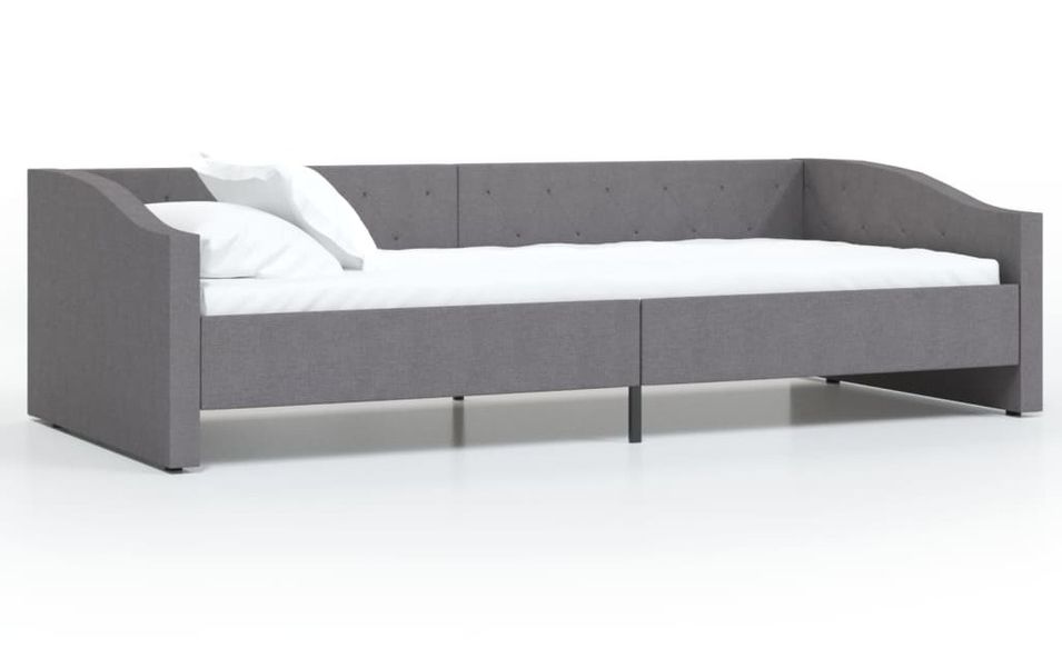 Lit avec éclairage USB Gris clair Tissu 90x200 cm 3 - Photo n°1