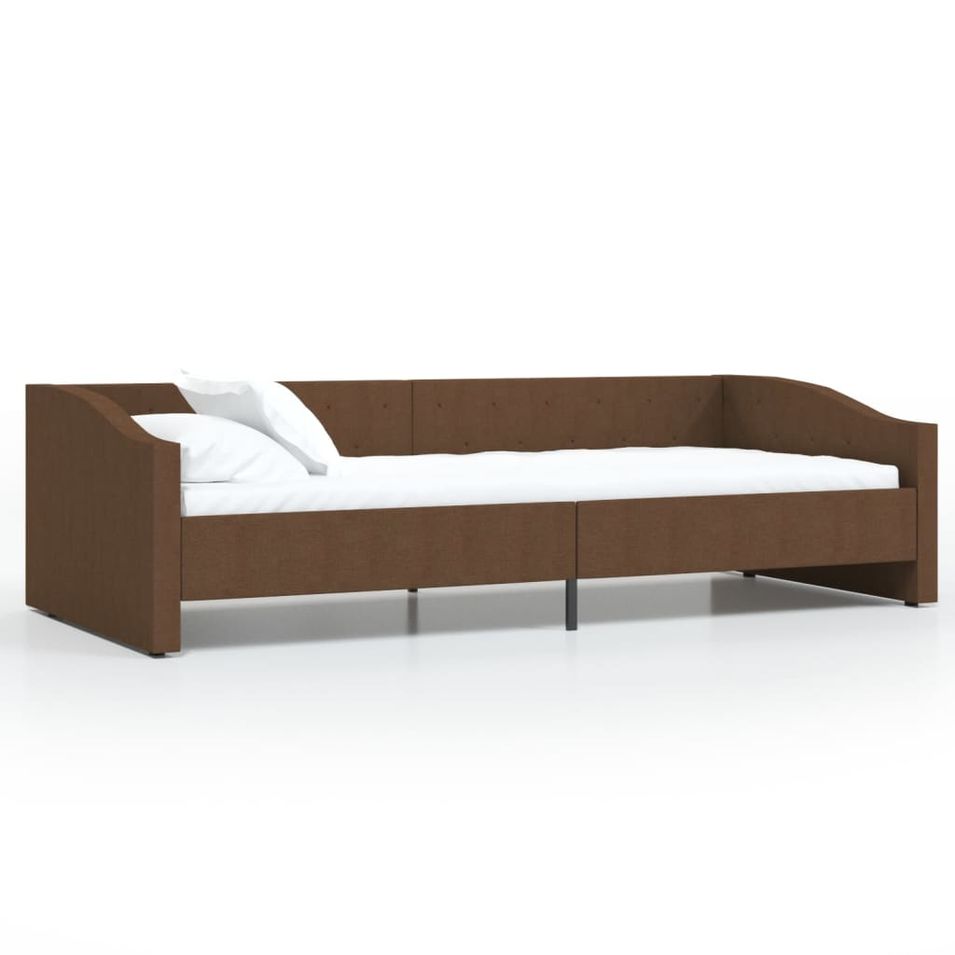 Lit avec éclairage USB Marron Tissu 90x200 cm 2 - Photo n°1