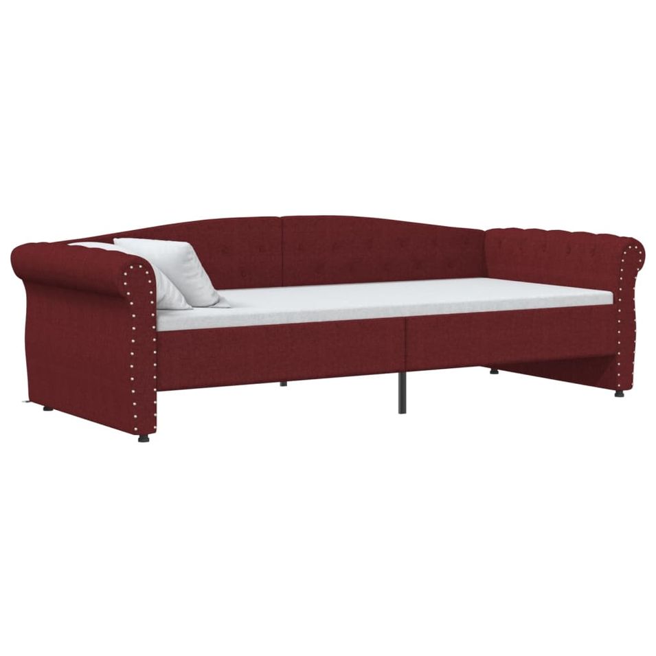 Lit avec éclairage USB Rouge bordeaux Tissu 90x200 cm 4 - Photo n°1