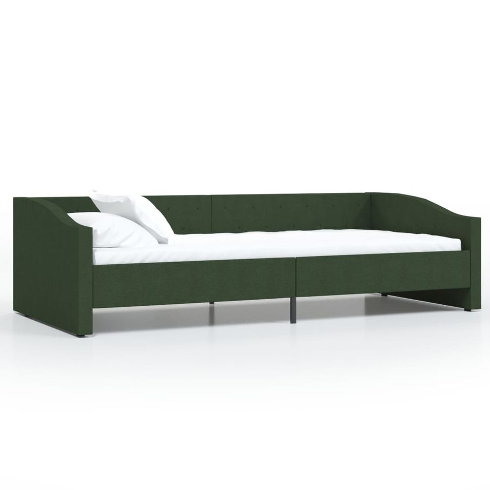 Lit avec éclairage USB Vert foncé Tissu 90x200 cm - Photo n°1