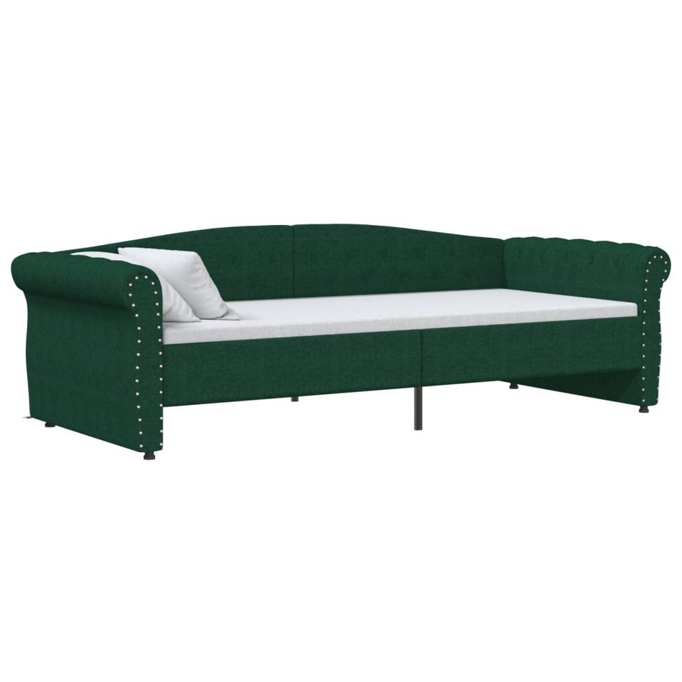 Lit avec éclairage USB Vert foncé Tissu 90x200 cm 3 - Photo n°1