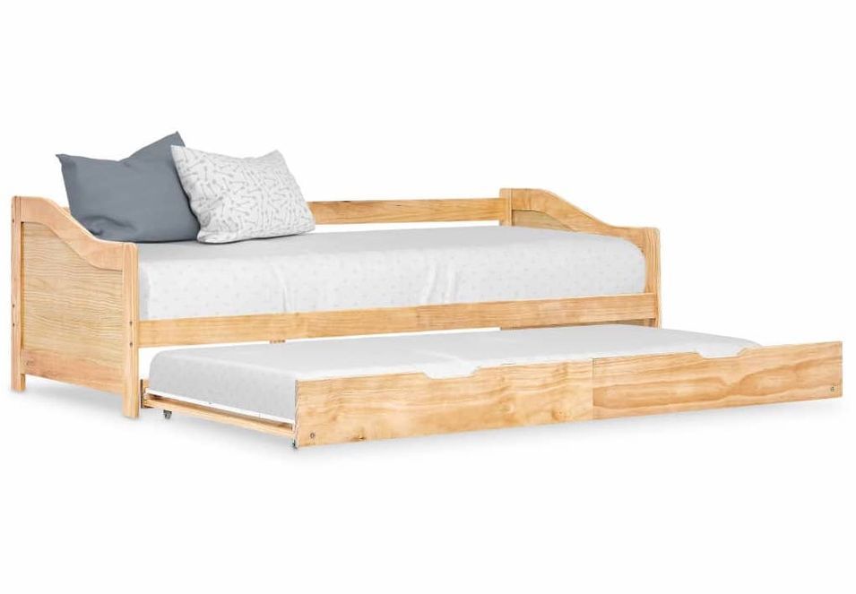 Lit banquette 2 couchages pin massif naturel Sacha 90x200 cm - Photo n°1