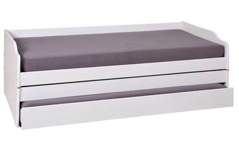 Lit banquette 3 couchages pin massif blanc Zura 90x190 cm - Photo n°1