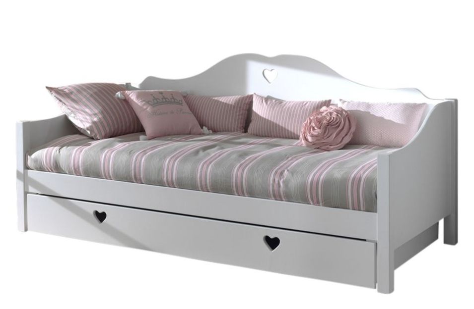 Lit banquette AMORI 90x200 – Blanc laqué, sommier & tiroir lit en option - Photo n°1