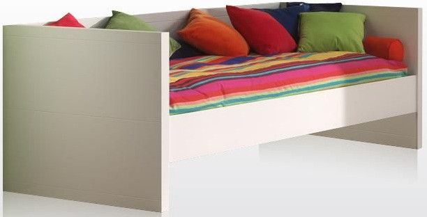 Lit banquette gigogne 90x200 cm bois laqué blanc Lara - Photo n°1