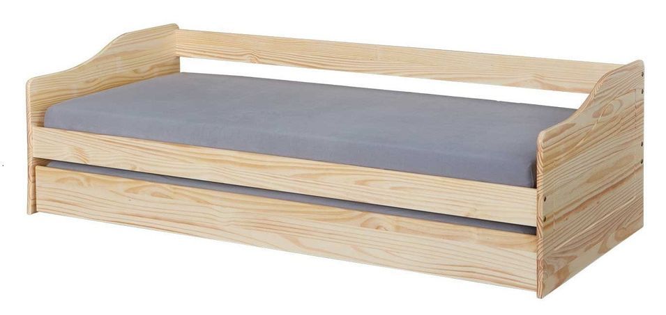 Lit banquette gigogne pin massif clair Malia 90x200 cm - Photo n°1