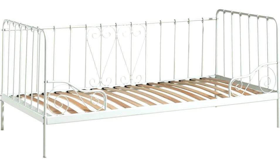 Lit banquette métal blanc Alice 90x200 cm - Photo n°1