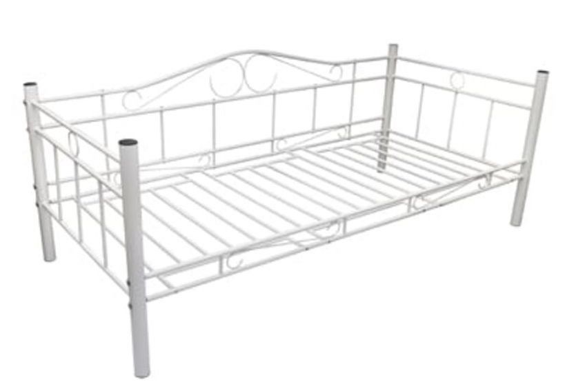 Lit banquette métal blanc Nostalia 90x200 cm - Photo n°1