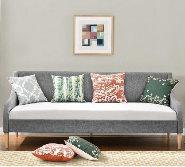 Lit banquette tissu lin gris clair Boni 90 - Photo n°1