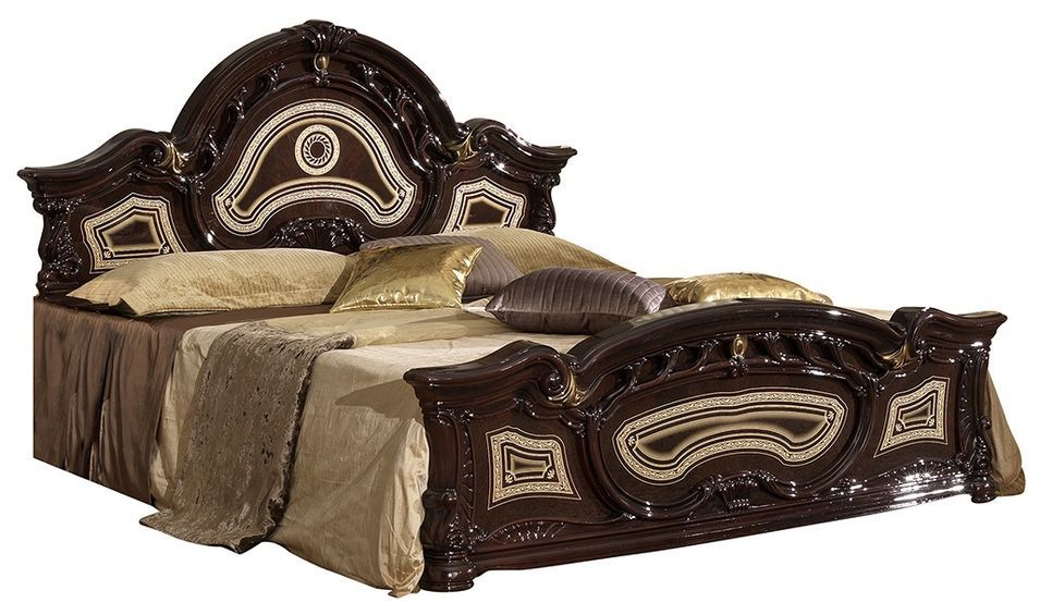 Lit baroque laqué acajou Soraya 160x200 cm - Photo n°1