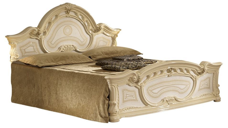 Lit baroque laqué beige Soraya 160x200 cm - Photo n°1
