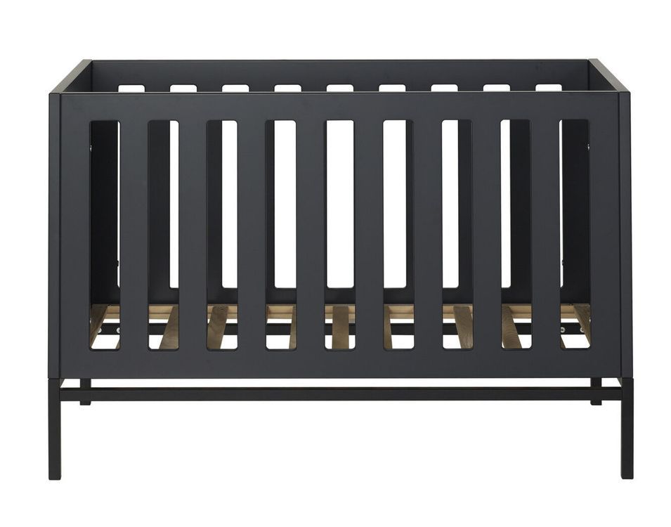 Lit bébé 60x120 cm bois anthracite et pieds métal noir Vania - Photo n°1