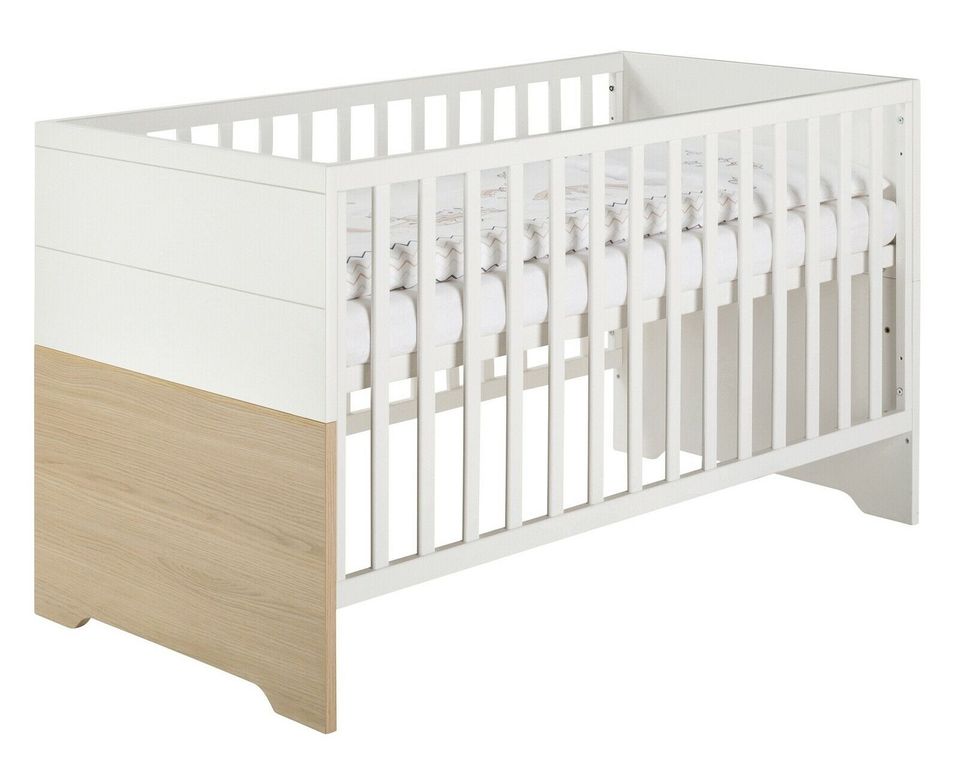 Lit bébé à barreaux laqué blanc et chêne clair Slide 70 - Photo n°1