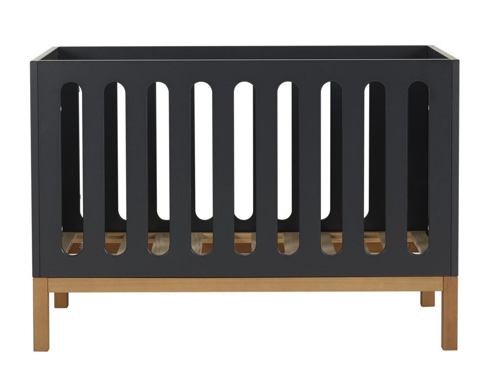 Lit bébé évolutif 60x120 cm bois anthracite et pieds hêtre Miel - Photo n°1