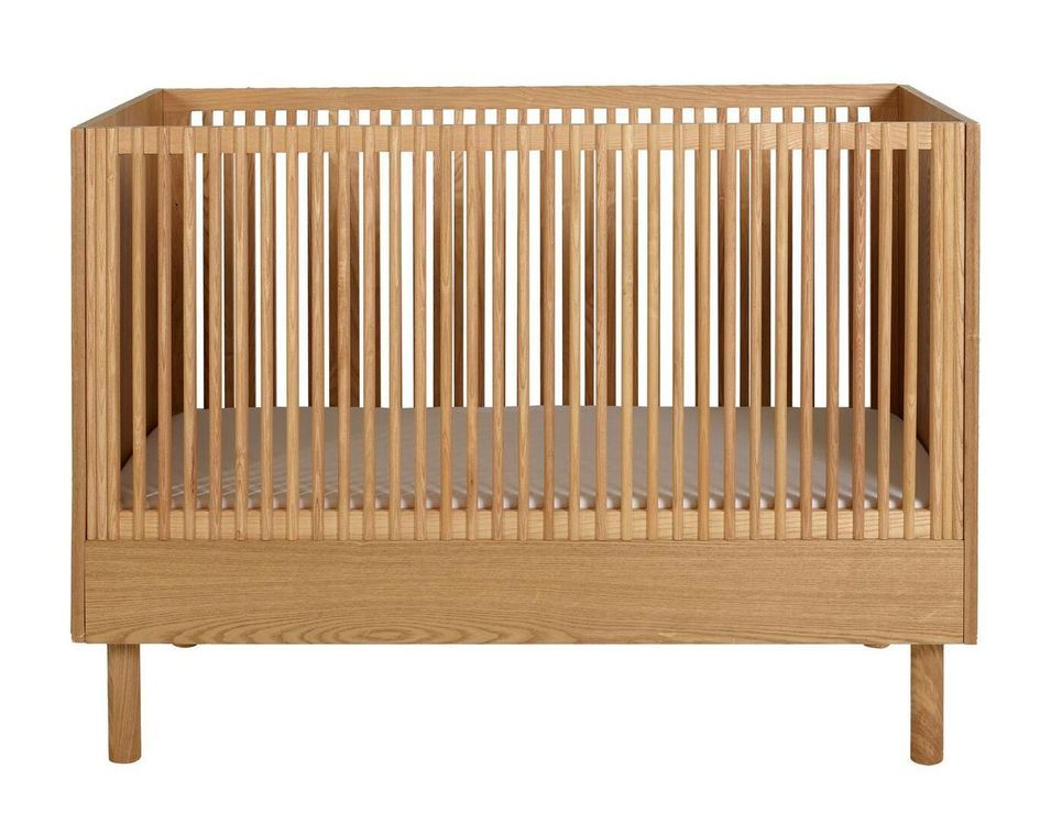 Lit bébé évolutif 60x120 cm frêne massif foncé Akaia - Photo n°1