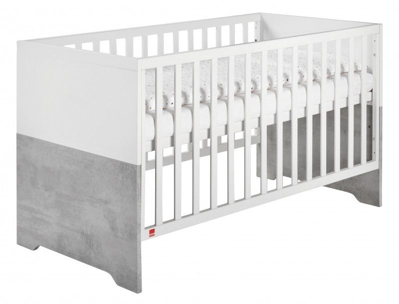 Lit bébé évolutif bois laqué blanc et gris Coco 70 - Photo n°1