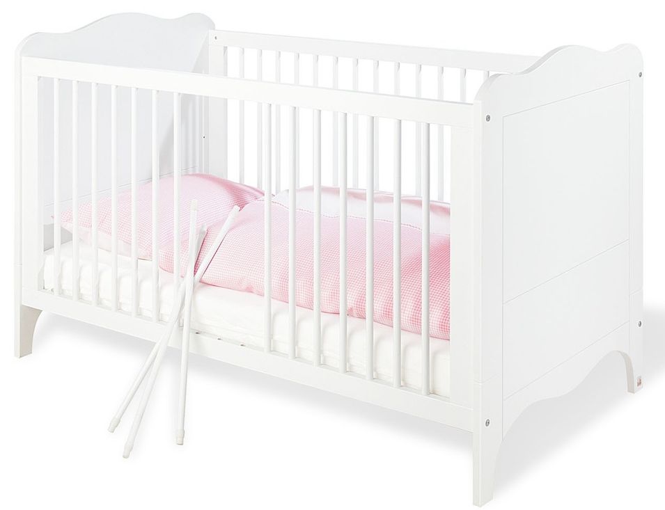 Lit bébé évolutif bois laqué blanc Fleur 70 - Photo n°1