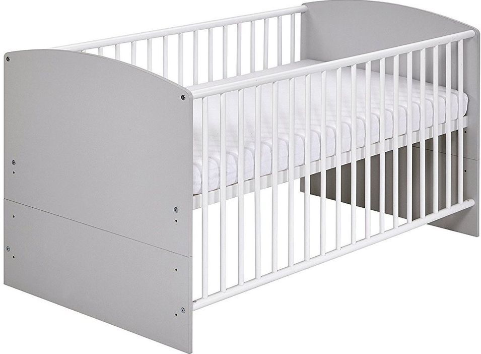 Lit bébé évolutif hêtre massif blanc Classic Grey 70 - Photo n°1