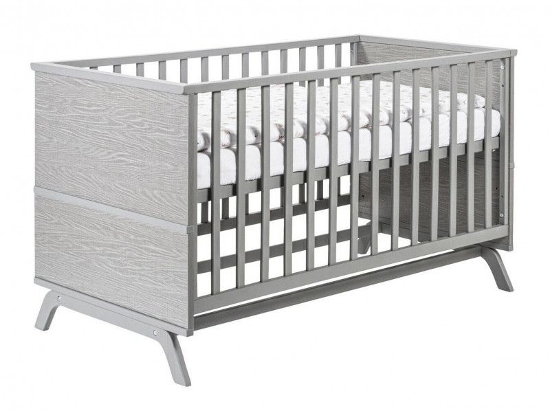 Lit bébé évolutif hêtre massif gris Vicky 70 - Photo n°1