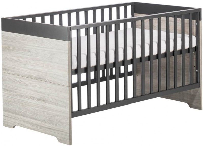 Lit bébé évolutif pin et hêtre massif gris Clou 70 - Photo n°1