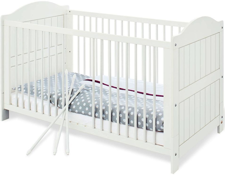 Lit bébé évolutif pin massif blanc Nina 70x140 cm - Photo n°1