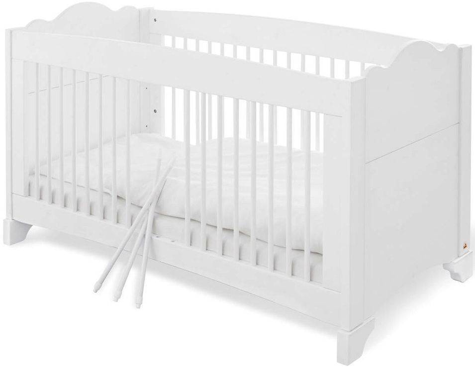 Lit bébé évolutif pin massif blanc Pino 70x140 cm - Photo n°1