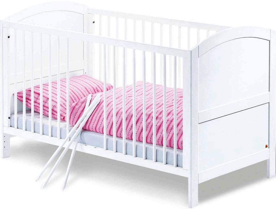 Lit bébé évolutif pin massif laqué blanc Laura 70x140 cm - Photo n°1