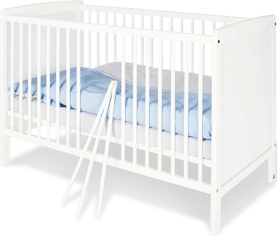 Lit bébé pin massif laqué blanc Robin 60 - Photo n°1