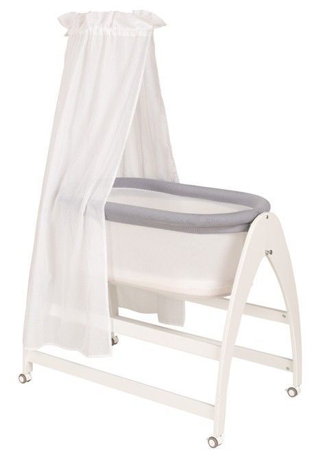 Lit berceau à bascule laqué blanc et gris Lyn - Photo n°1