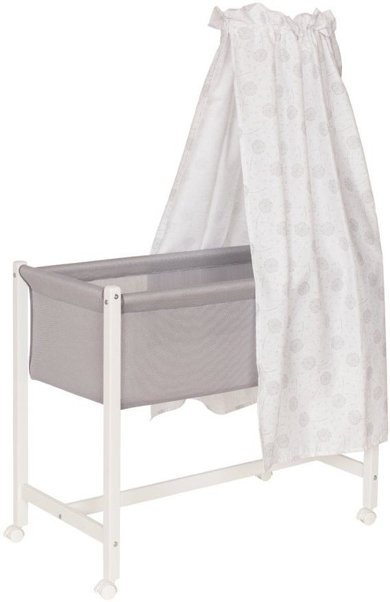 Lit berceau gris et blanc Jasmin avec canopée - Photo n°1