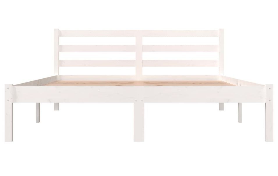 Lit Bois de pin massif 120x190 cm Blanc petit double - Photo n°1