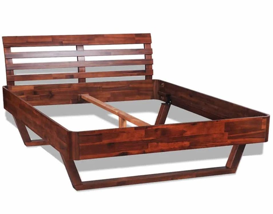 Lit bois massif d'acacia avec une finition laquée Pina 180x200 cm - Photo n°1