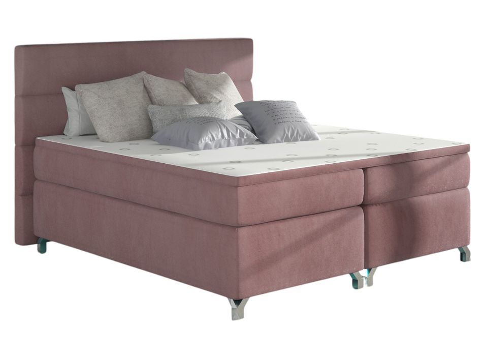 Lit boxspring 140x200 cm tissu velours Mador - Photo n°1