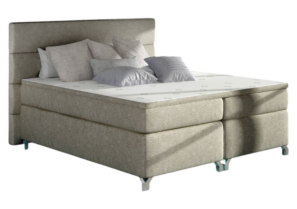Lit boxspring 180x200 cm tissu beige Mador - Photo n°1