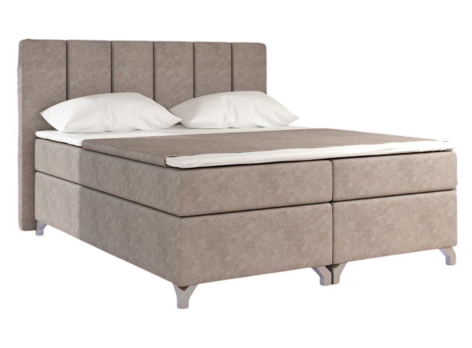Lit boxspring 180x200 cm tissu beige Balfor - Photo n°1