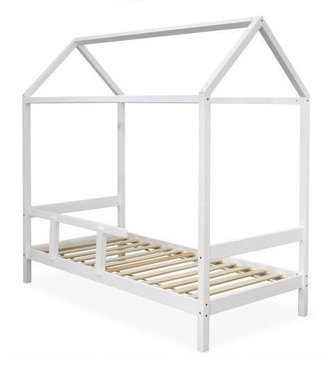 Lit cabane pin massif blanc Wisty 90x190 cm - Photo n°1