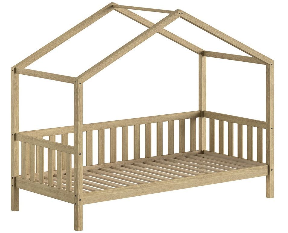 Lit cabane VIKAZ 90x200 cm - Chêne massif naturel - Photo n°1