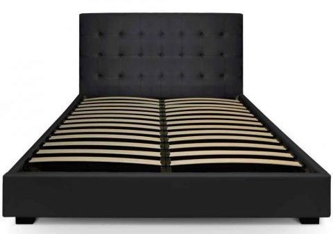 Lit capitonné avec coffre Simili Noir Ruben 140x190 cm - Photo n°1