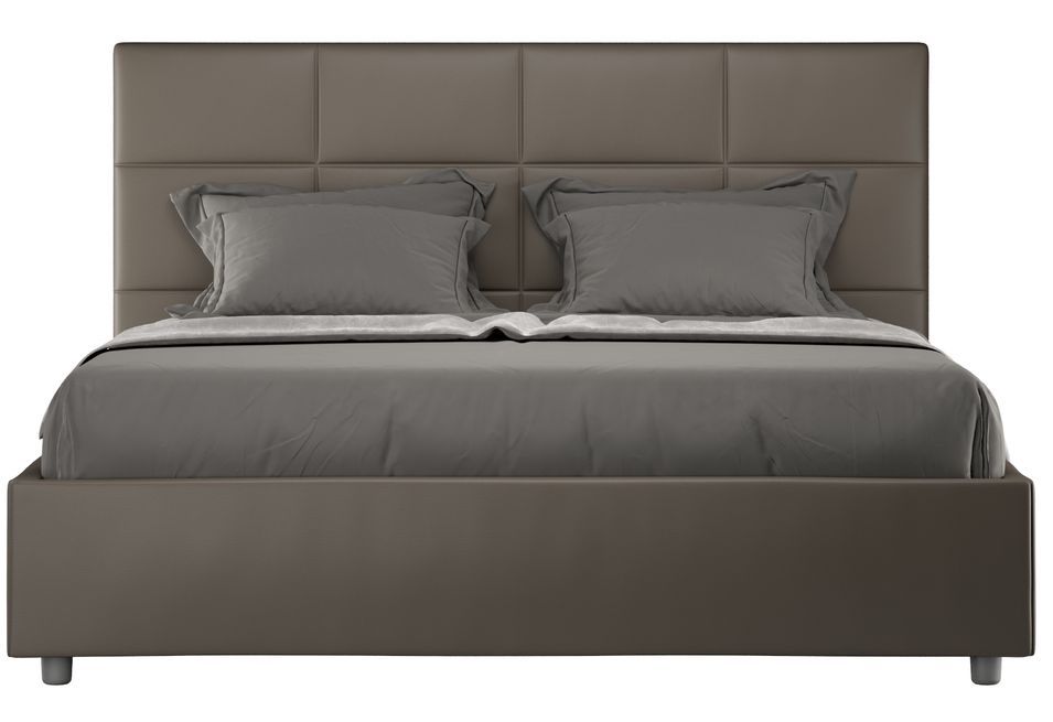 Lit capitonné simili cuir Mira - Photo n°1