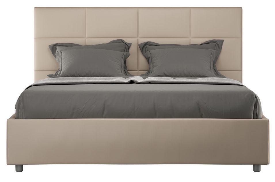 Lit capitonné simili cuir Mira - Photo n°1