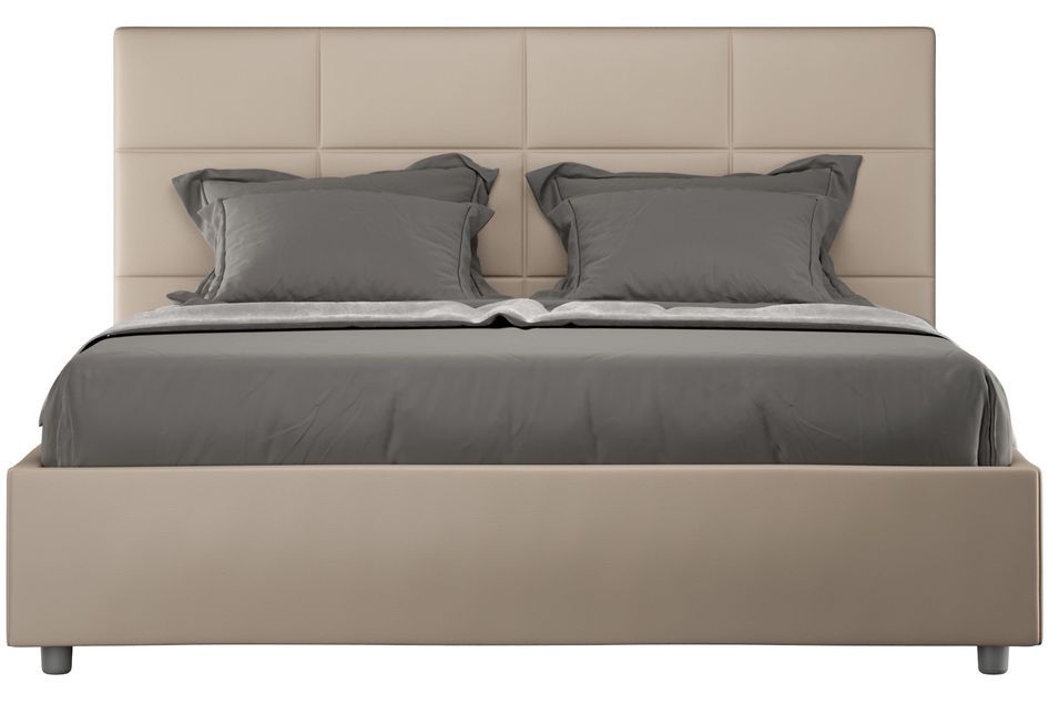 Lit capitonné simili cuir Mira - Photo n°1