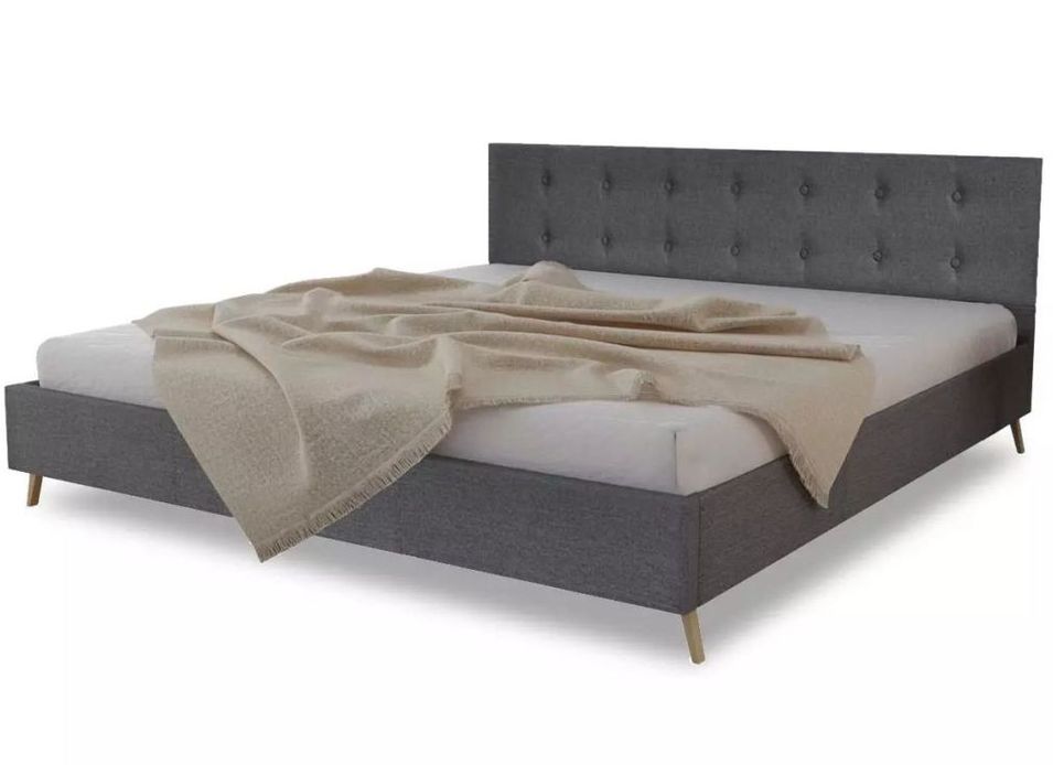 Lit capitonné tissu gris foncé Venus 180x200 cm - Photo n°1