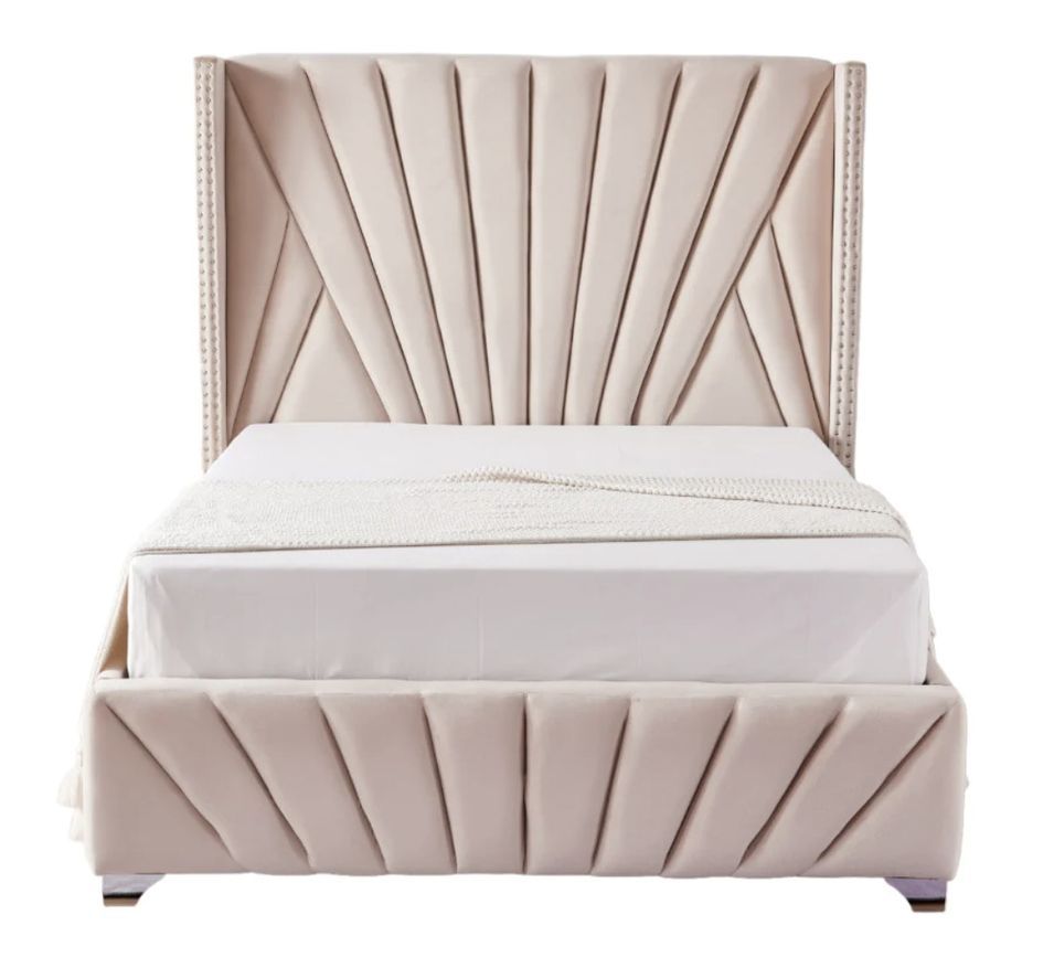 Lit capitonné velours Kalio - Photo n°1