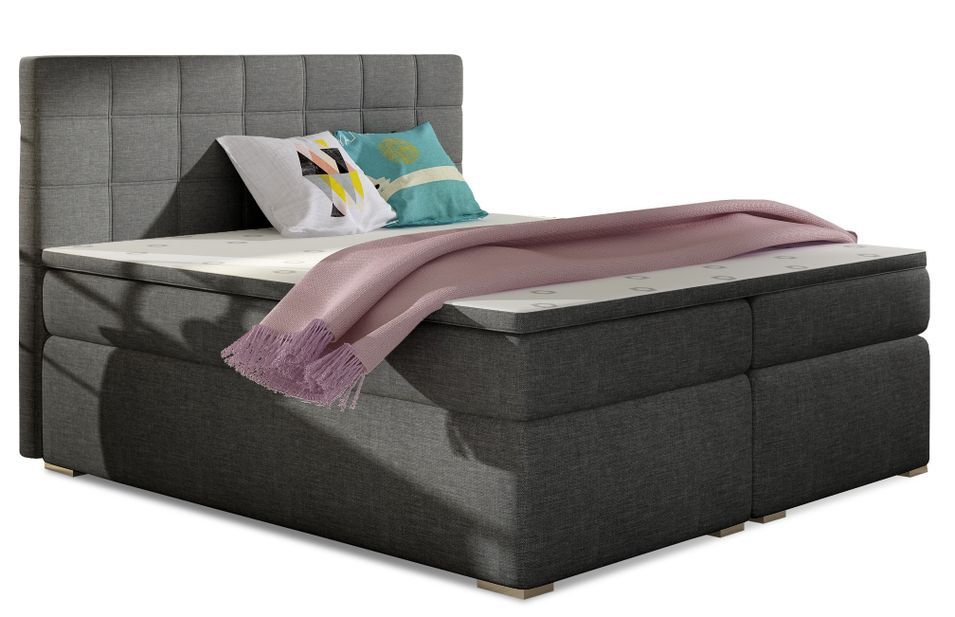 Lit chambre d'hôtel avec matelas tissu gris Alko - Photo n°1