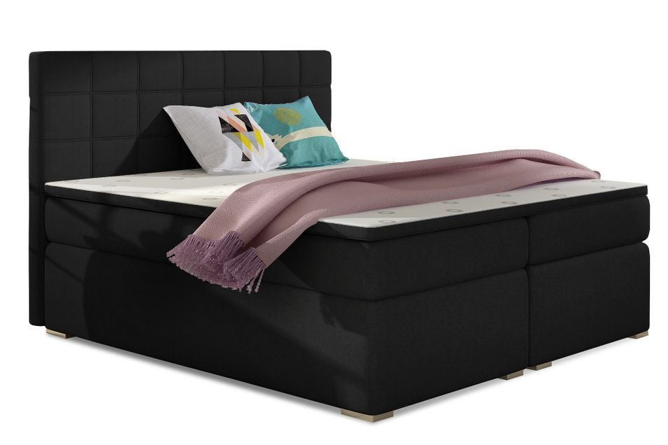 Lit chambre d'hôtel avec matelas tissu noir Alko - Photo n°1