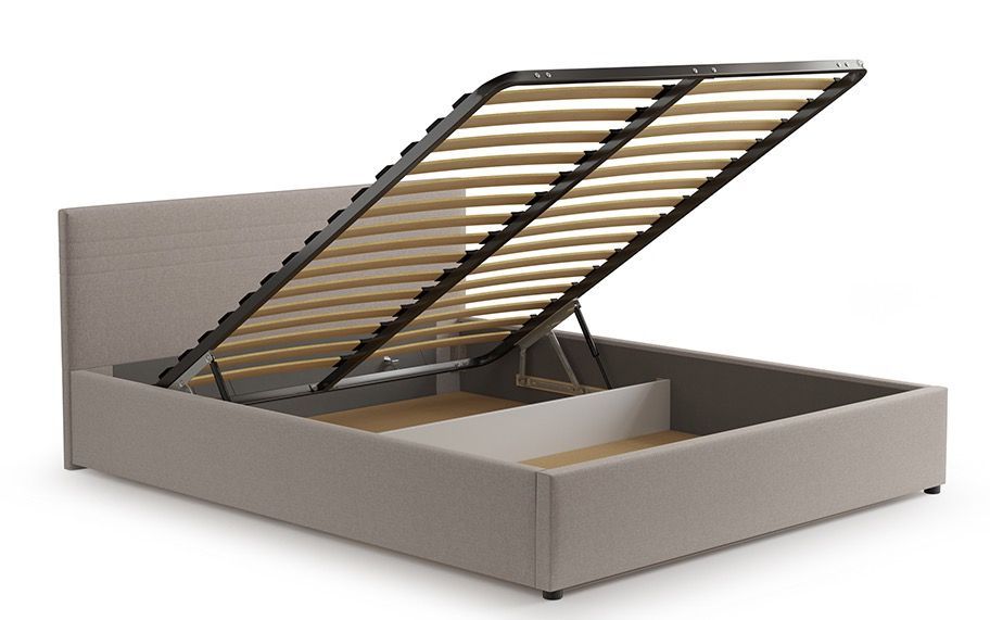 Lit coffre 160x200 cm tissu gris Vincennes - Photo n°1