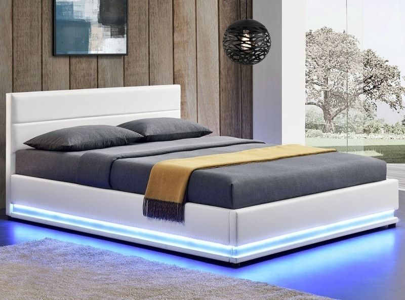 Lit coffre à Led simili cuir Dina - Photo n°1