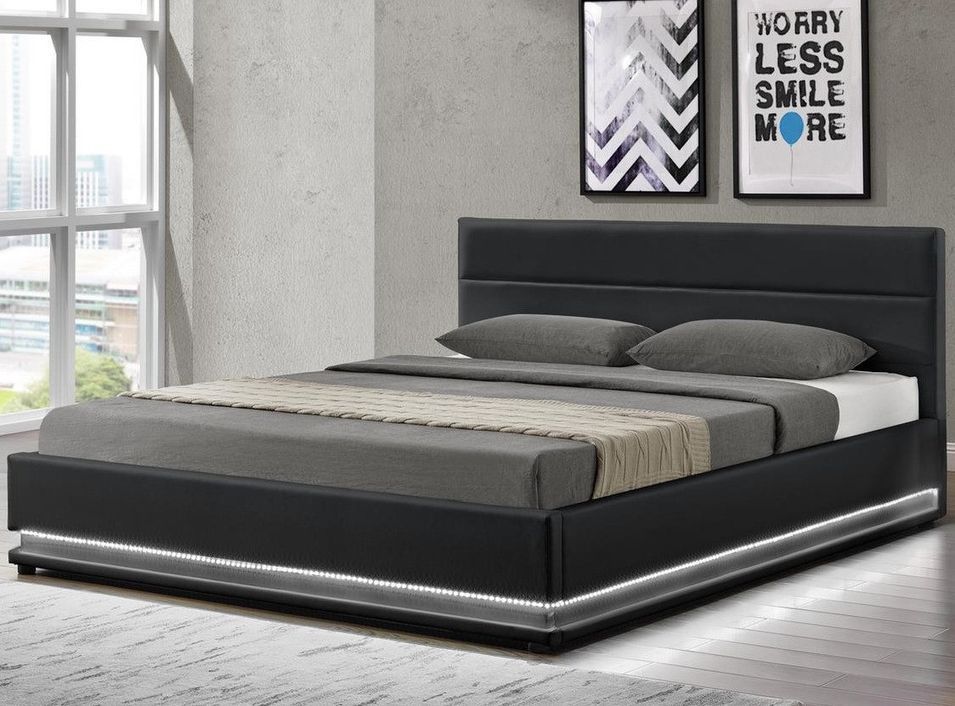 Lit coffre à Led simili cuir Star - Photo n°1